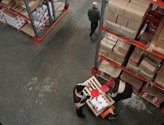 Warehouse floor stacked with packed cartons